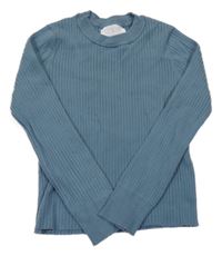 Šedomodrý rebrovaný ľahký sveter Zara