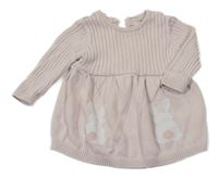 Pudrové svetrové šaty s králíky Mothercare