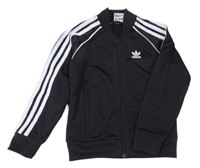 Čierna športová prepínaci mikina s pruhmi a logom Adidas