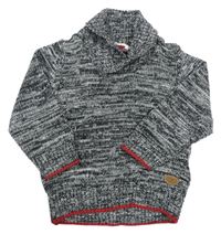 Tmavomodro-sivý melírovaný sveter H&M
