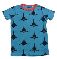 Petrolejové tričko so žralokmi