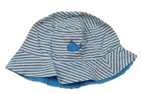 Bielo-modrý pruhovaný letný klobúk s velrybou Pep&Co