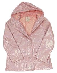 Ružová trblietavá nepromokavá jesenná bunda s kapucňou zn. Primark