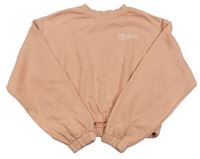 Ružová crop mikina s nápisom H&M