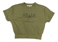 Khaki crop tričko s nápisem Garcia