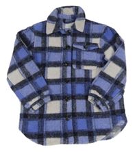 Modro - bílo - černá kostkovaná košilová vlněná bunda Primark