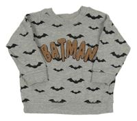 Sivá melírovaná mikina s nápisem Batman