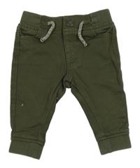 Khaki teplákové cuff rifle s úpletovým pasom Zara