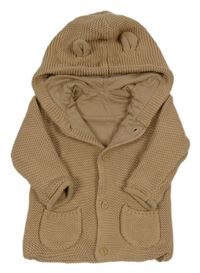 Hnědý propínací podšitý svetr s kapucí George