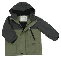 Antracitovo-khaki šusťáková zimní bunda s kapucí Nutmeg