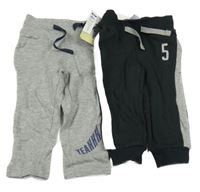 Nové - 2set - 2x tepláky - Šedé s nápisem + černé s číslem Papagino