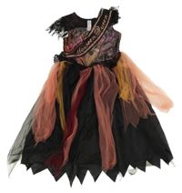 Kockovaným - Čierno-ružové šaty s tylovými prvky a šerpou George