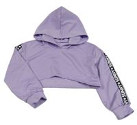 Lila crop mikina s nápismi a kapucňou