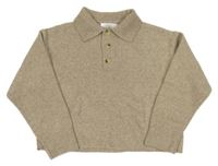 Béžový crop sveter s golierikom Zara