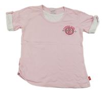 Světlerůžovo-bílé tričko s výšivkou 