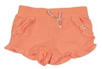 Neónově korálové teplákové kraťasy