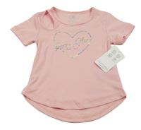 Nové - Ružové športové tričko s nápisem v srdíčku