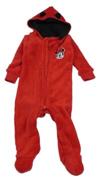 Červená plyšová kombinéza s Minnie a kapucí Disney