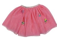 Ružová tylová sukňa s nášivkami