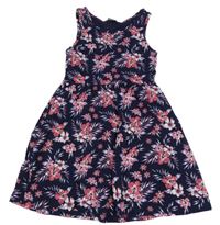 Tmavomodro-ružovo-fialové kvetované šaty Kiki&Koko