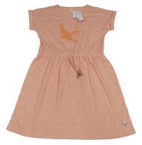 Nové - Svetloružové teplákové šaty s vtáčikom Yigga