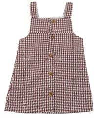 Svetloružová -vínové kockované úpletové šaty Nutmeg