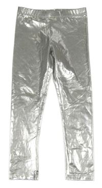 Stříbrné lesklé legíny H&M