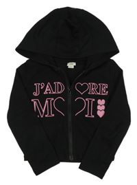 Čierna rebrovaná prepínaci crop mikina s nápisom a kapucňou River Island
