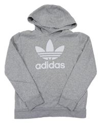 Šedá mikina s logem a kapucí Adidas