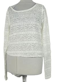 Dámske biele čipkové crop tričko Hollister