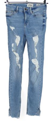 Dámské světlemodré skinny rifle s dírami New Look vel. 32