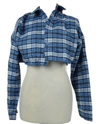 Dámská modrá kostkovaná crop halenka MYD Basic