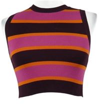 Dámska vínovo-ružovo-oranžová pruhovaná crop svetrová vesta Zara