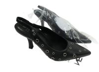 Nové - Dámské černé slingback lodičky na podpatku s cvokmi  TU vel. 35,5