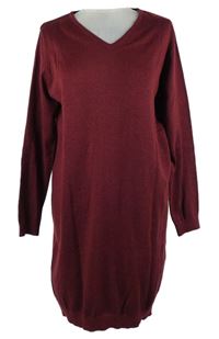Dámske vínové trblietavé svetrové šaty Up2Fashion