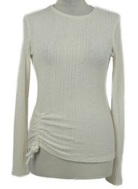 Dámské smetanové žebrované úpletové triko se stahováním Only 