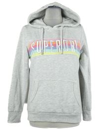 Dámská šedá mikina s logem a kapucí Superdry 