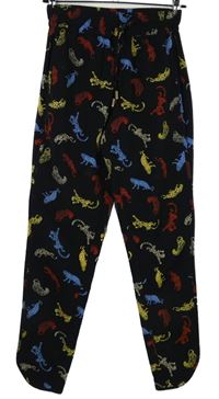 Dámske čierne voľné é nohavice s tigrami Biba