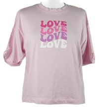 Dámské růžové tričko s logy Primark 