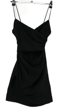 Dámske čierne řasené koktejlové šaty s prestrihom Zara