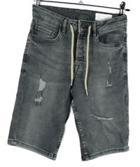 Pánské šedé teplákovo/riflové kraťay s prošoupáním Denim vel. 28