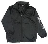 Čierna šušťáková športová bunda s logom s ukrývací kapucňou Lotto