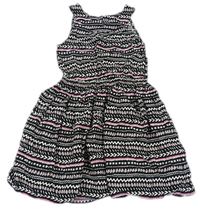 Čierno-bielo-ružové vzorované ľahké šaty C&A