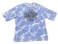 Modro-biele batikované tričko s potlačou Pep&Co