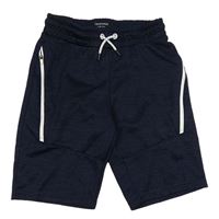 Tmavomodro-čierne športové kraťasy so zipsom Primark