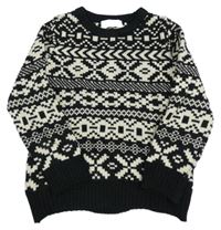 Černo-smetanový vzorovaný svetr H&M