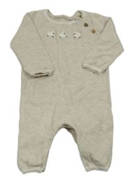 Svetlobéžový úpletový overal s ovečkami