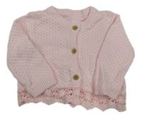 Svetloružový prepínaci sveter s čipkou George