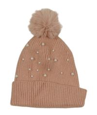 Svetloružová čapica s perličkami a brmbolcom Primark