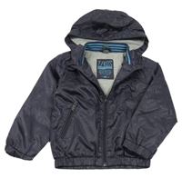 Tmavofialová kockovaná šušťáková jarná bunda s kapucňou Zara